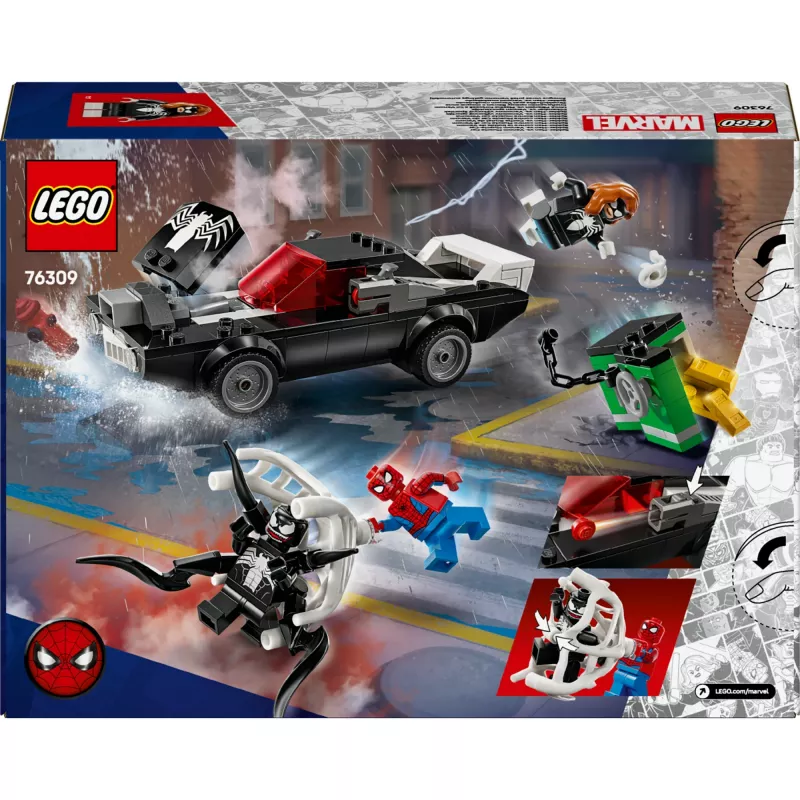 Konstruktorius LEGO Marvel Super Heroes Žmogus voras prieš Venom raumeningą automobilį 76309 — 254 dalys, 3 minifigūrėlės, amžius 7+