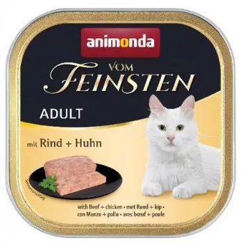 Šlapias kačių ėdalas Animonda Vom Feinsten 100 g – jautiena ir vištiena, be grūdų, be glitimo, suaugusioms katėms