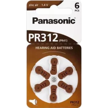 Baterijos klausos aparatams Panasonic PR 312 Cinko-oro 170 mAh – 6 vnt. pakuotė