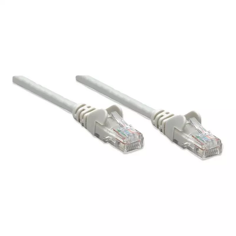 Intellinet tinklo jungiamasis laidas, Cat6, 2m, pilkas, CCA, U/UTP, PVC, RJ45, paauksuoti kontaktai, apsaugotas nuo užkliuvimo, su apsauginiu gaubtu, viso gyvenimo garantija