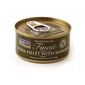 FISH4CATS Tunio filė su jūros dumbliais – šlapias ėdalas katėms – 70g
