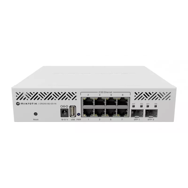 MikroTik CRS310-8G+2S+IN valdomas tinklo komutatorius, 8x 2,5G, 2x SFP+