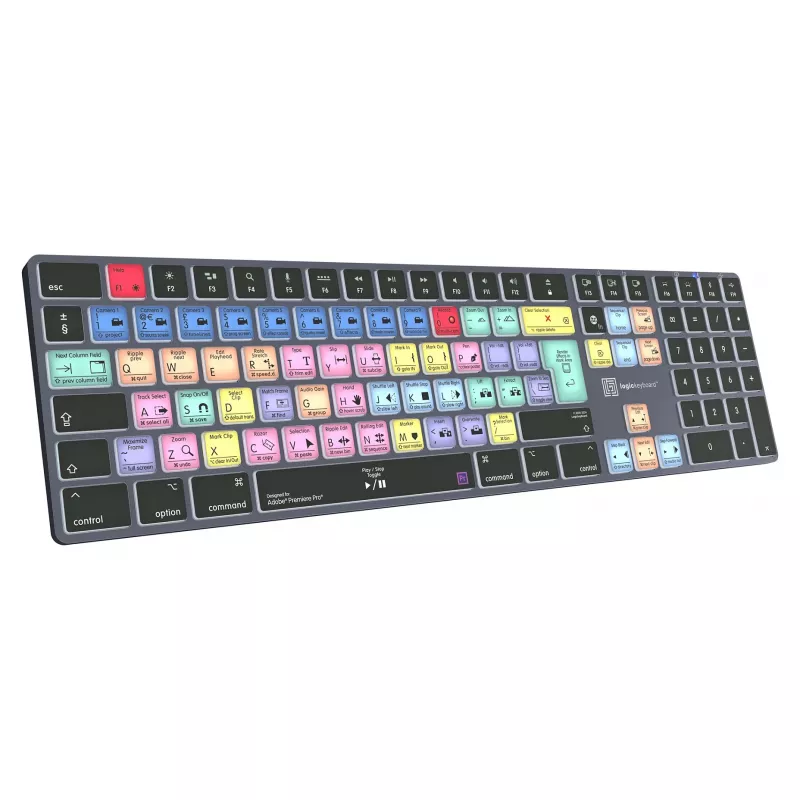 LogicKeyboard Titan DE Mac klaviatūra, skirta Adobe Premiere Pro CC, vokiškas išdėstymas