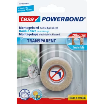 Montavimo juosta Tesa Powerbond TRANSPARENT 1,5 m 19 mm