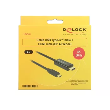 Vaizdo kabelio adapteris DeLOCK 85291 USB Type-C HDMI 2 m Juoda