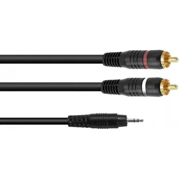 Garso adapterio kabelis Omnitronic 3,5 mm lizdas į 2×RCA, 6 m, 30225148