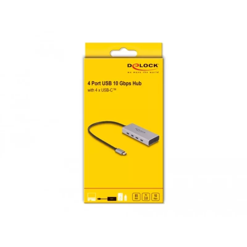 DeLOCK USB 3.2 Gen 2 šakotuvas USB-C 4 prievadai PD 85W 30cm