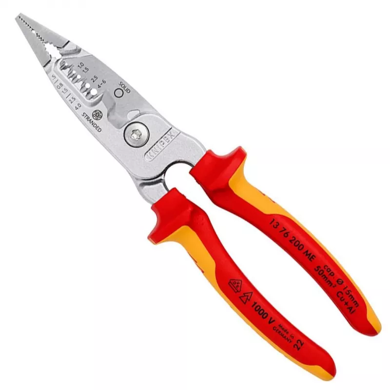 Kabelių nuėmiklis Knipex 13 76 200 ME 6 mm nuėmimo galia Raudonas Nerūdijantis plienas Geltonas
