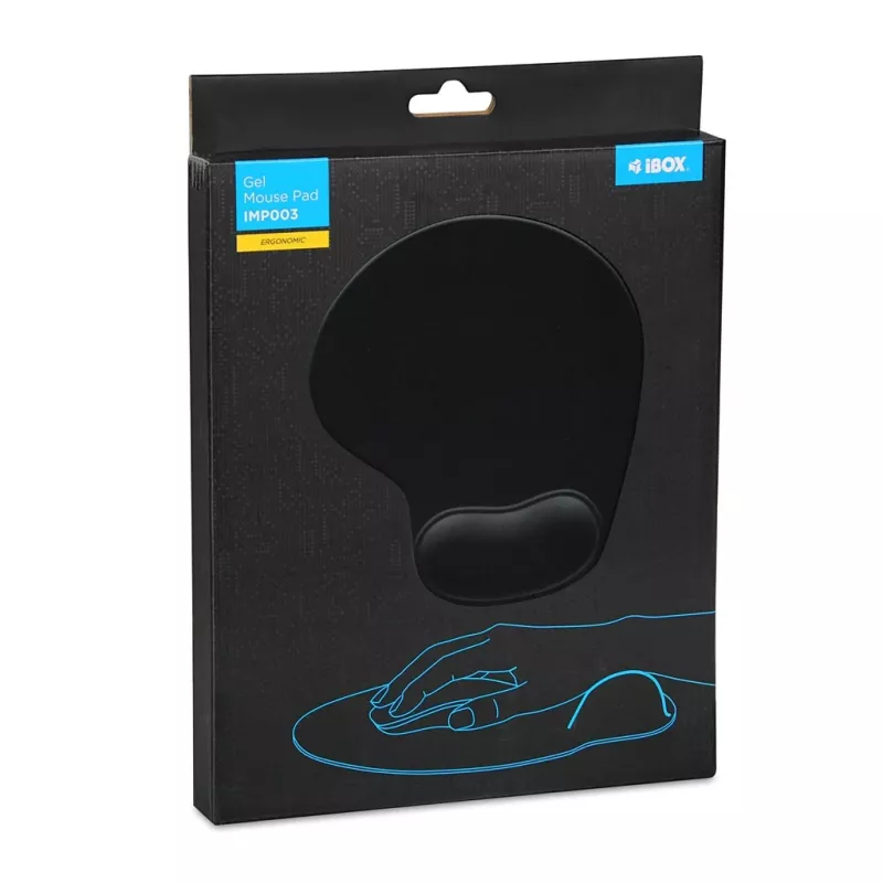 Pelės kilimėlis su riešo atrama iBOX IMP003, juodas, 190×230 mm
