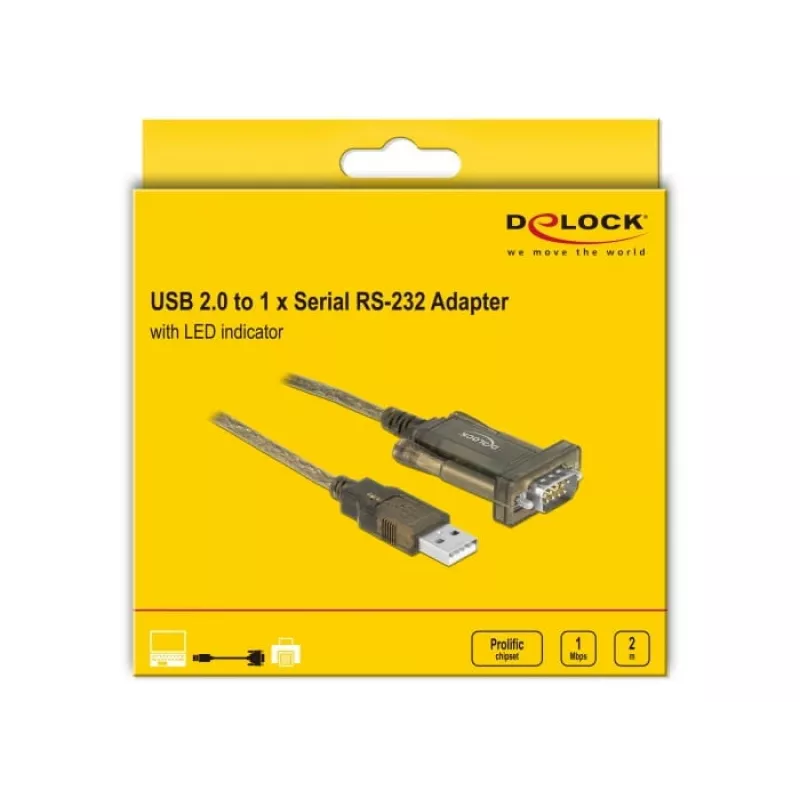 Serijinis kabelis DeLOCK 64073 USB Type-A DB-9 Skaidrus 2m