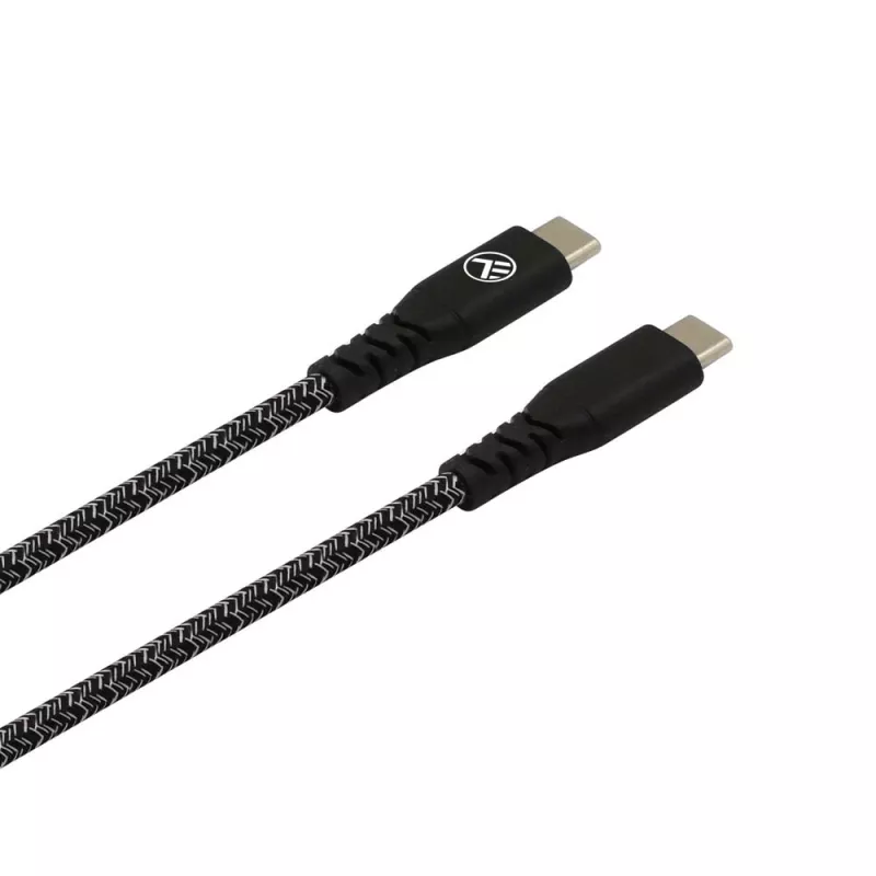 USB Type-C į Type-C duomenų laidas Tellur TLL155471, 1 m, 3 A, 60 W PD, nailono pintas, juodas