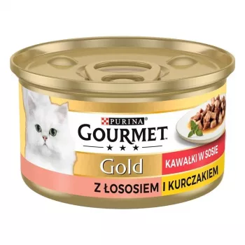 Šlapias kačių ėdalas Purina GOURMET Gold suaugusioms katėms 85 g – vištiena ir lašiša