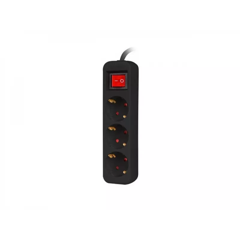 Prailginimo laidas Lanberg PS1-03F-0150-BK 1,5 m 3 AC lizdai vidaus juodas