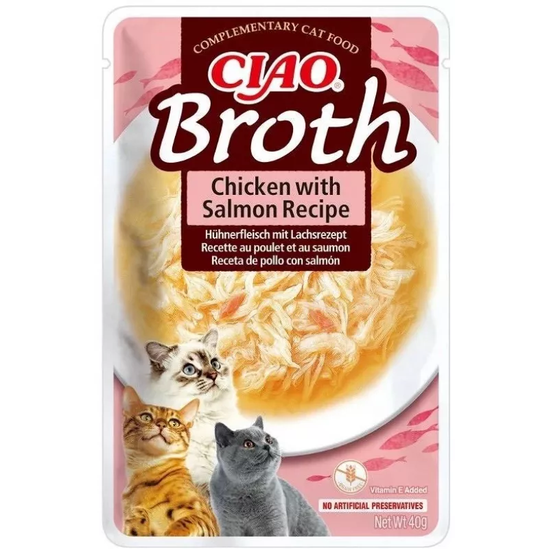 INABA Ciao Broth Vištiena ir Lašiša - skanėstai katėms - 40g