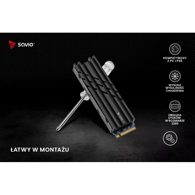 Oro aušintuvas SAVIO M.2 NVMe 2280 AK-60 Juodas šilumos šalintuvas 22x80 mm SSD