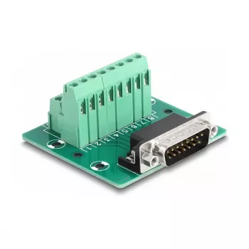 DeLOCK D-Sub 15 pin vyriškas į gnybtų bloką DIN bėgiui 58mm x 61mm x 30mm