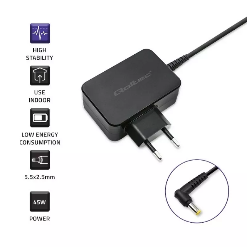 Kroviklis QOLTEC 52407, skirtas Toshiba Ultrabook, 45W, 19V, 2.37A