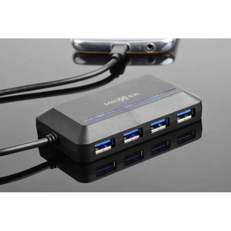 USB šakotuvas GEMBIRD ACT-HUB3C-4P — USB 3.2 Gen 1 Type-A į 4 × USB 3.2 Gen 1 Type-C, 5000 Mbit/s, juodas