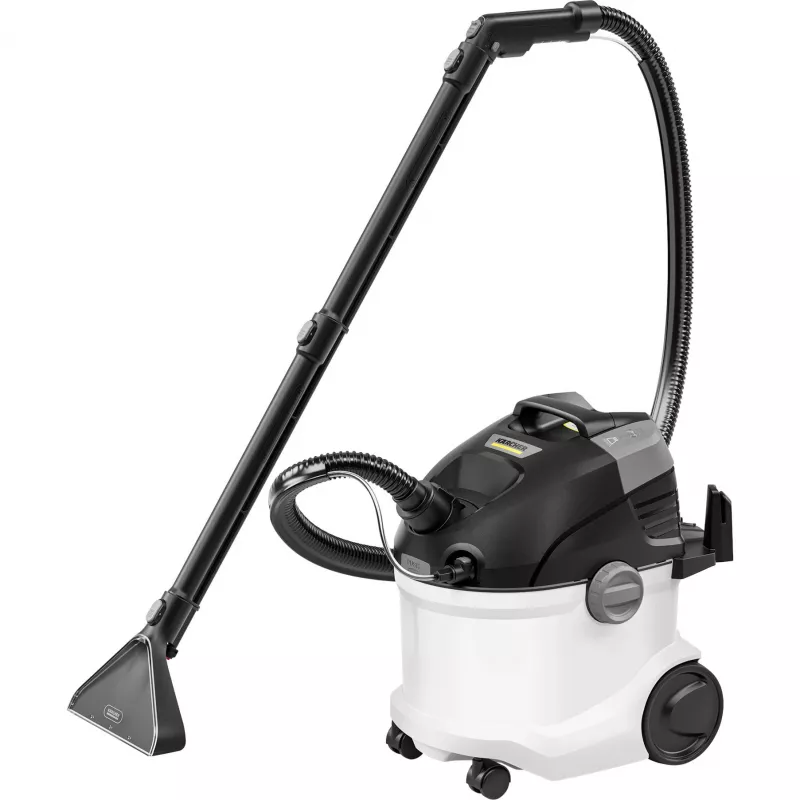 Cikloninis dulkių siurblys Kärcher SE 5 – sausas ir šlapias valymas, 1000 W turbina, 4 l nešvaraus/4 l švaraus vandens talpyklos, 6 m laidas