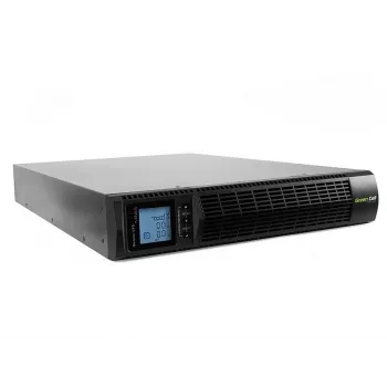 Nepertraukiamo maitinimo šaltinis Green Cell UPS15 — Online dvigubo keitimo 3 kVA (2700 W), 6 AC lizdų, gryno sinuso, LCD, bokštas, 6×12V/9Ah baterijos