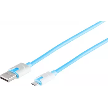 USB kabelis S/CONN 14-50013 USB 2.0 2 m USB A – Micro-USB B mėlynas