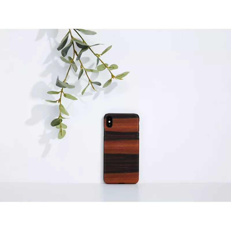 Dėklas Man & Wood iPhone XS Max apsauginis, kietas, juodas, medinis