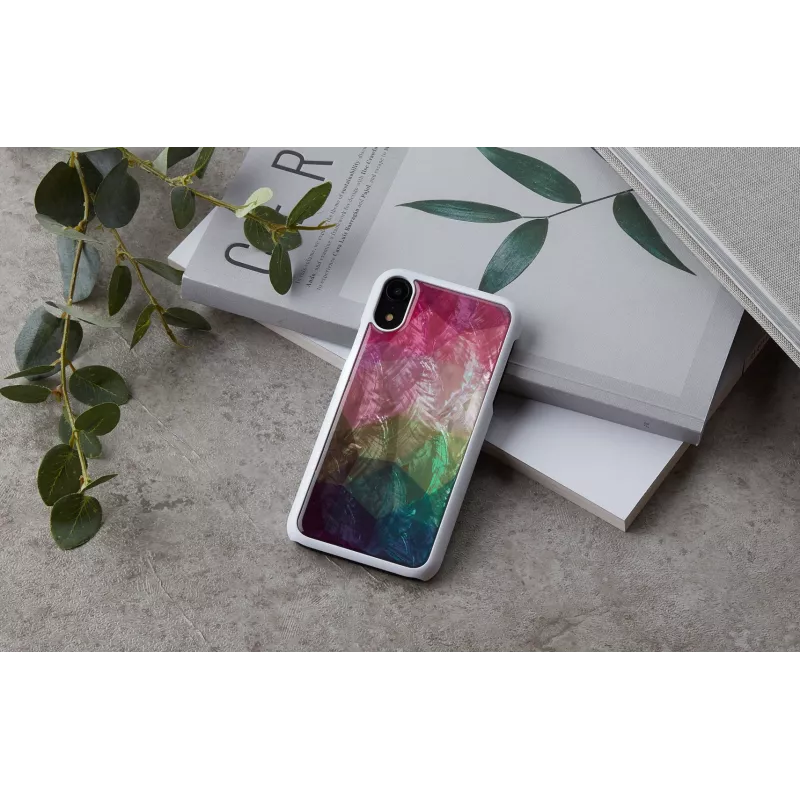 iKins dėklas iPhone XR – vandens gėlių raštas, baltas