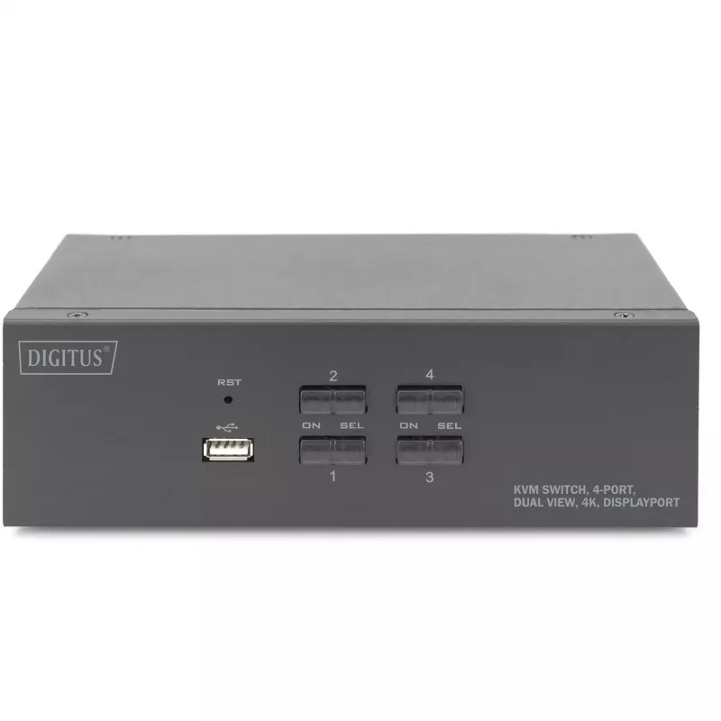 DIGITUS KVM jungiklis, 4 prievadai, dvigubas ekranas, 4K, DisplayPort®