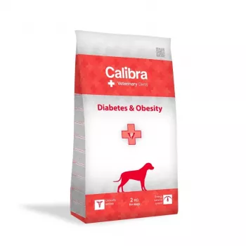 Sausas ėdalas šunims Calibra VD Dog Diabetes & Obesity 2 kg – veterinarinė dieta svorio ir glikemijos kontrolei, 35% baltymų, 8% riebalų