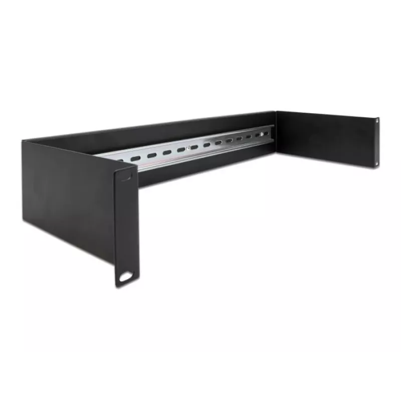 Delock 66884 19 colių DIN bėgių panelė, 2U, juoda