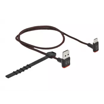 USB kabelis DeLOCK EASY-USB 2.0 Type-A kištukas į Type-C kištuką kampuotas 0,5 m juodas