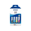 Rašalo kasečių rinkinys Epson EcoTank 103 – Originalus 4 spalvų rinkinys (Juoda, Žydra, Violetinė, Geltona), Juoda 4500 p., Spalvota 7500 p.
