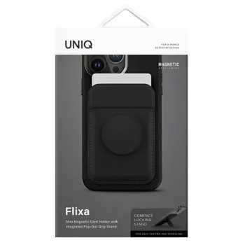 Magnetinė kortelių piniginė UniQ Flixa su MagSafe, juoda (jet black)