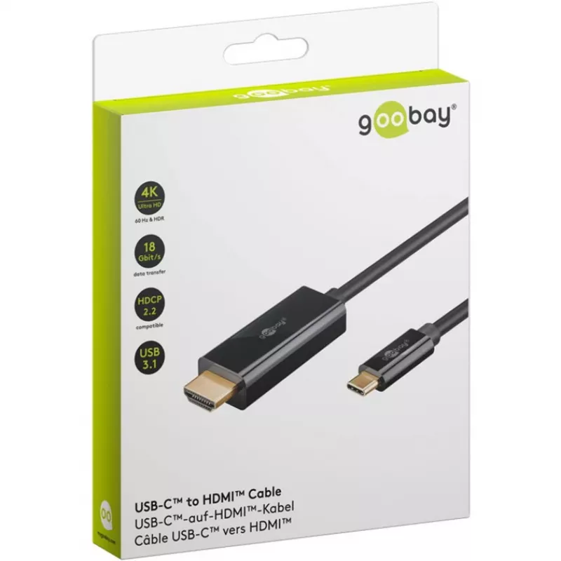 Goobay USB-C į HDMI laidas 4K 60 Hz 2 m juodas (75697)