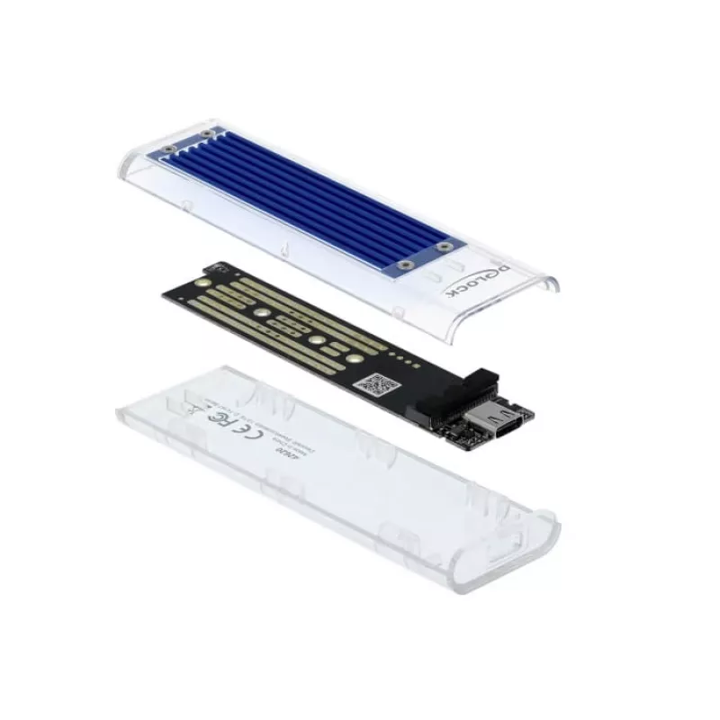 SSD korpusas DeLOCK 42620 išorinis korpusas M.2 NVMe PCIe SSD su USB Type-C moterišku permatomu