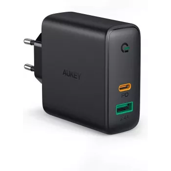 Aukey PA-D3 Sieninis įkroviklis 2xUSB Power Delivery (1xUSB + 1xUSB C) 5.4A 60W Dynamic Detect