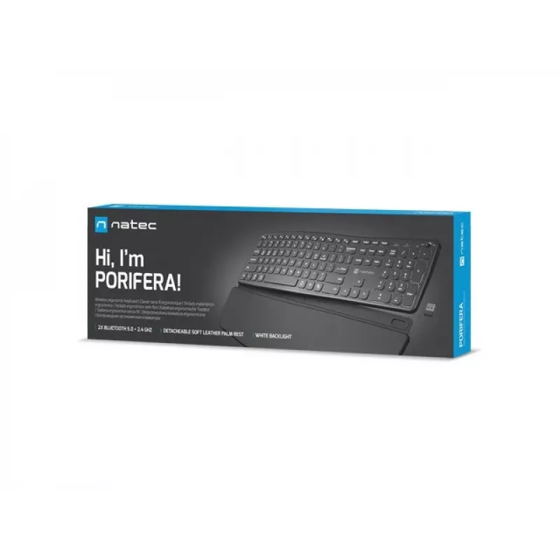 NATEC PORIFERA klaviatūra biurui ir namams belaidė Bluetooth QWERTY US International juoda