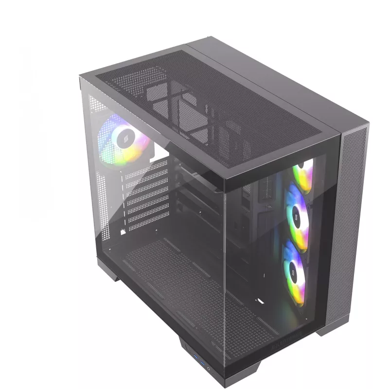 Korpusas Silentware View A-RGB Black VIEWBLACK vidutinis bokštas su A-RGB apšvietimu