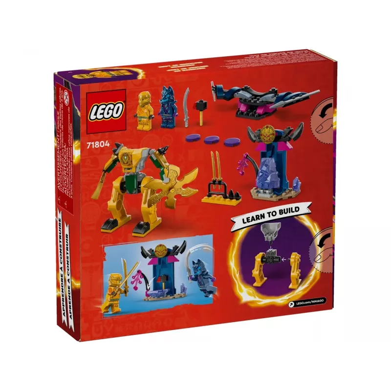 LEGO NINJAGO Arino kovinis mechas – veiksmo figūrėlė ninja žaislas nuo 4 metų berniukams, mergaitėms ir vaikams, Dragons Rising rinkinys su Arino minifigūrėle ir Mini Kata