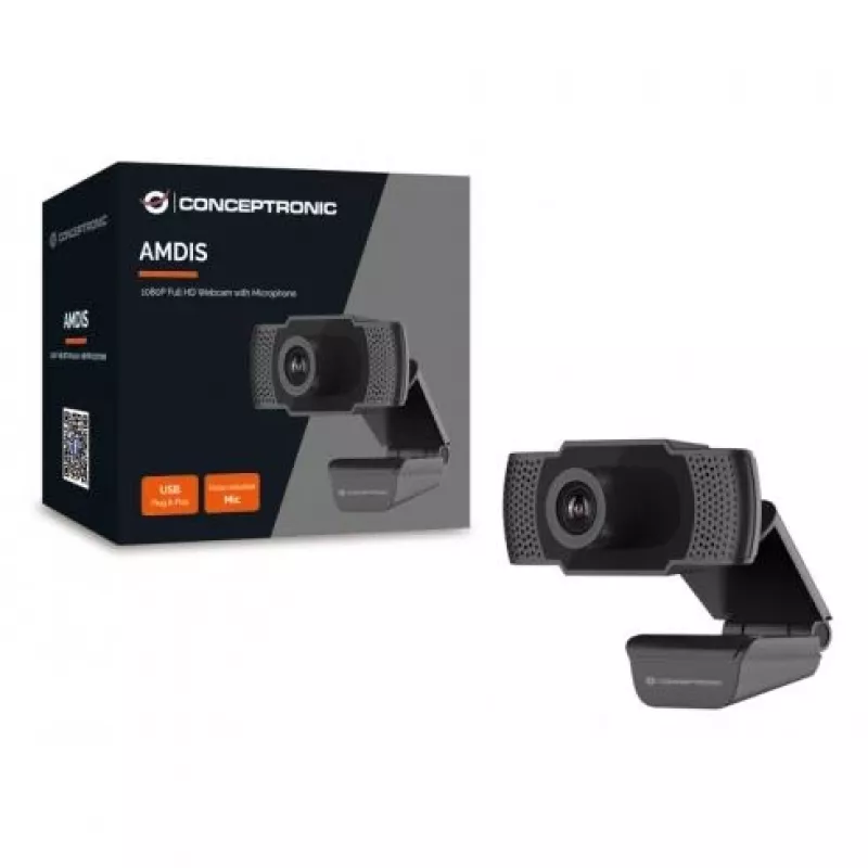 Conceptronic AMDIS 1080P Full HD internetinė kamera su mikrofonu, 2 MP, 1920 x 1080 pikselių, Full HD, 30 kadrų/s, H.264, M-JPEG, YUV, 90°