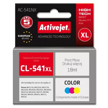 Rašalo kasetė Activejet AC-541NX, skirta Canon spausdintuvams (Canon CL-541XL atitikmuo), Supreme, 18 ml, ciangels, geltona, rausvai violetinė