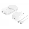 Belkin UltraCharge 25W Qi2 3in1 magnetinis belaidis įkroviklis EU baltas kvadratinis