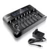 Įkroviklis baterijoms everActive UC-800 AC 12V 3A – LiFePO4/LiPo/NiMH, AA/AAA/9V, iki 10 baterijų, 12 V įėjimas, ekranas, juodas
