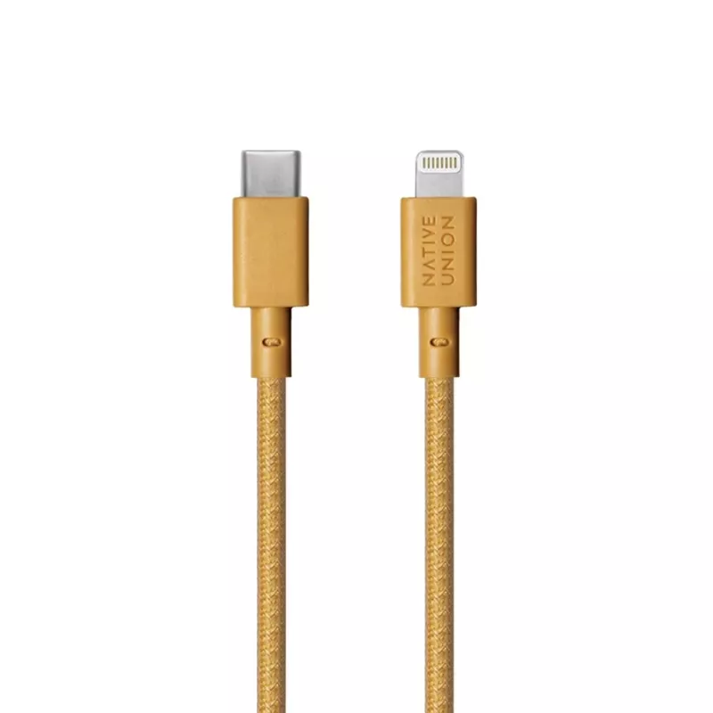 USB-A į Lightning laidas Native Union Night Cable — 3 m, geltonas