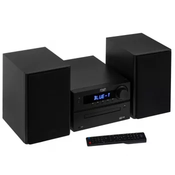 Mini Hi-Fi stereo sistema Adler AD 1917 – Bluetooth 5.3, CD/USB/MP3, 2×25 W RMS, FM imtuvas, 4 juostų ekvalaizeris, AUX, juoda