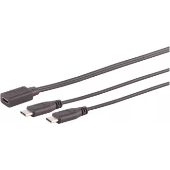 USB kabelis S/CONN 13-20020 USB 2.0 0,3 m USB C 2 x USB C juodas