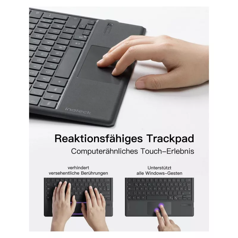 inateck klaviatūra Surface pilka, Surface GO 1-4 Com. QWERTZ