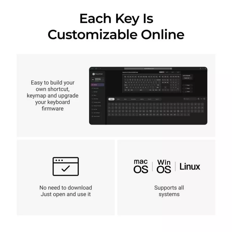 Mechaninė pilno dydžio (100 %) klaviatūra Keychron V6 Ultra 8K — QWERTY, Bluetooth, RGB LED, juoda