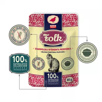FOLK Delicious traditional polish quail – šlapias kačių ėdalas su putpelių mėsa – 85 g