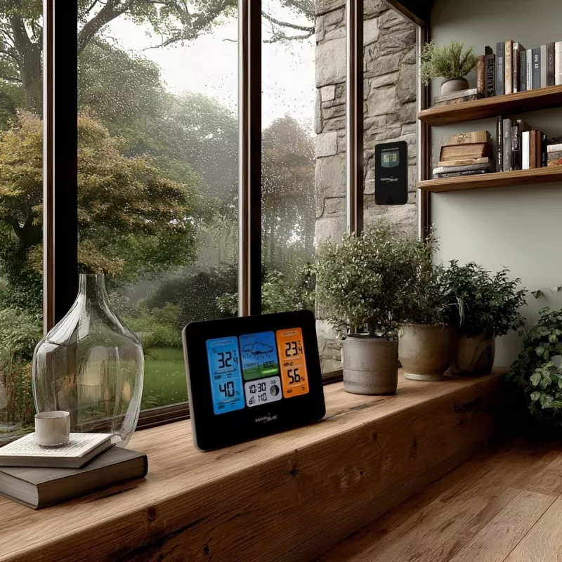 Greenblue 46003 Black LCD belaidė baterijų stotelė su lauko davikliu